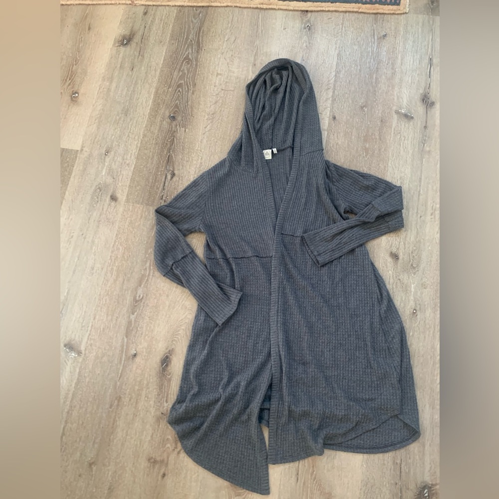 Paper, crane, flow, gray cardigan with hoodie, size extra small